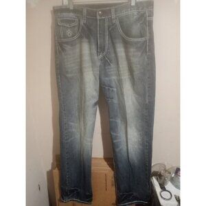 Eight 732 8732 Mens Denim Jeans Blue Thick Stitch Size 34x33 Hip Hop Urban